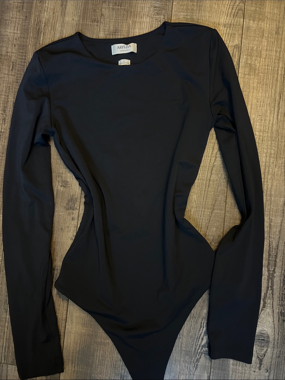 Aritzia Black Long-Sleeve Scoop Neck Bodysuit